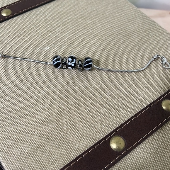 Black & Silver Tone Charming Bracelet Handcrafted by Me - Picture 6 of 7